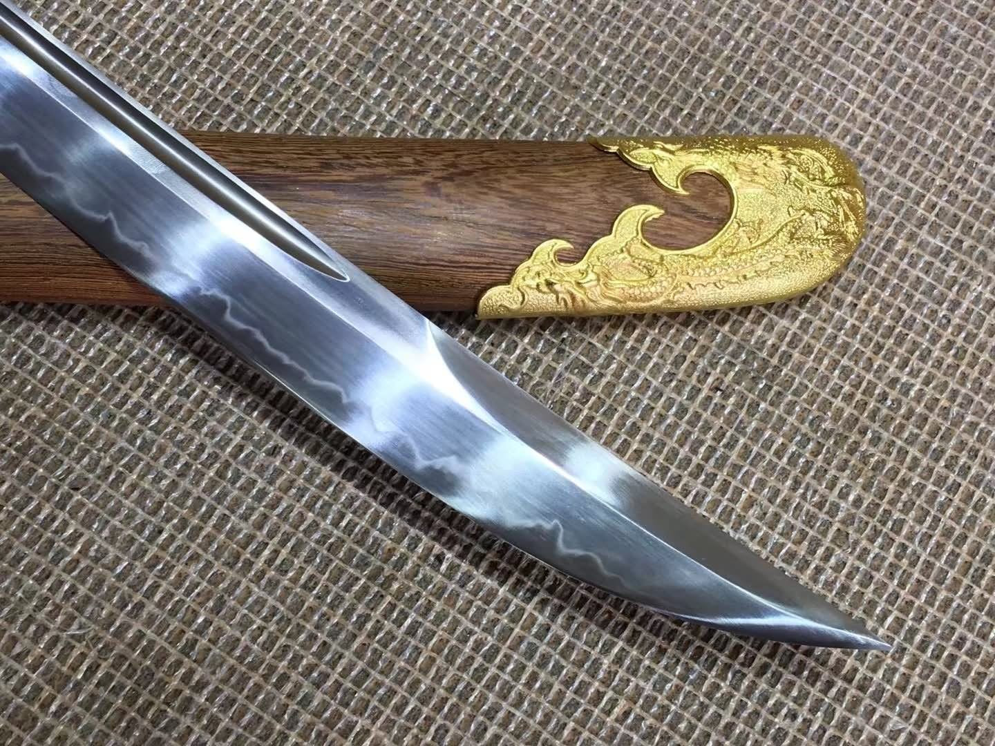 Qing broadsword,T10 high carbon steel burn blade,Rosewood,Alloy