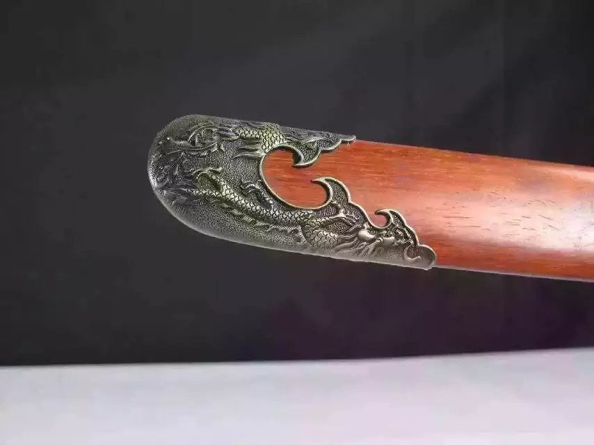 Dragon Dao,Sword,Damascus steel blade,Redwood,Alloy,Length 46"