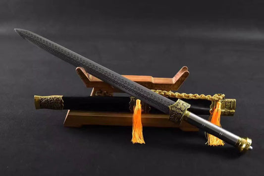 Yue wang sword,High manganese steel blade,Black wood scabbard,Alloy fitting,Length 33 inch