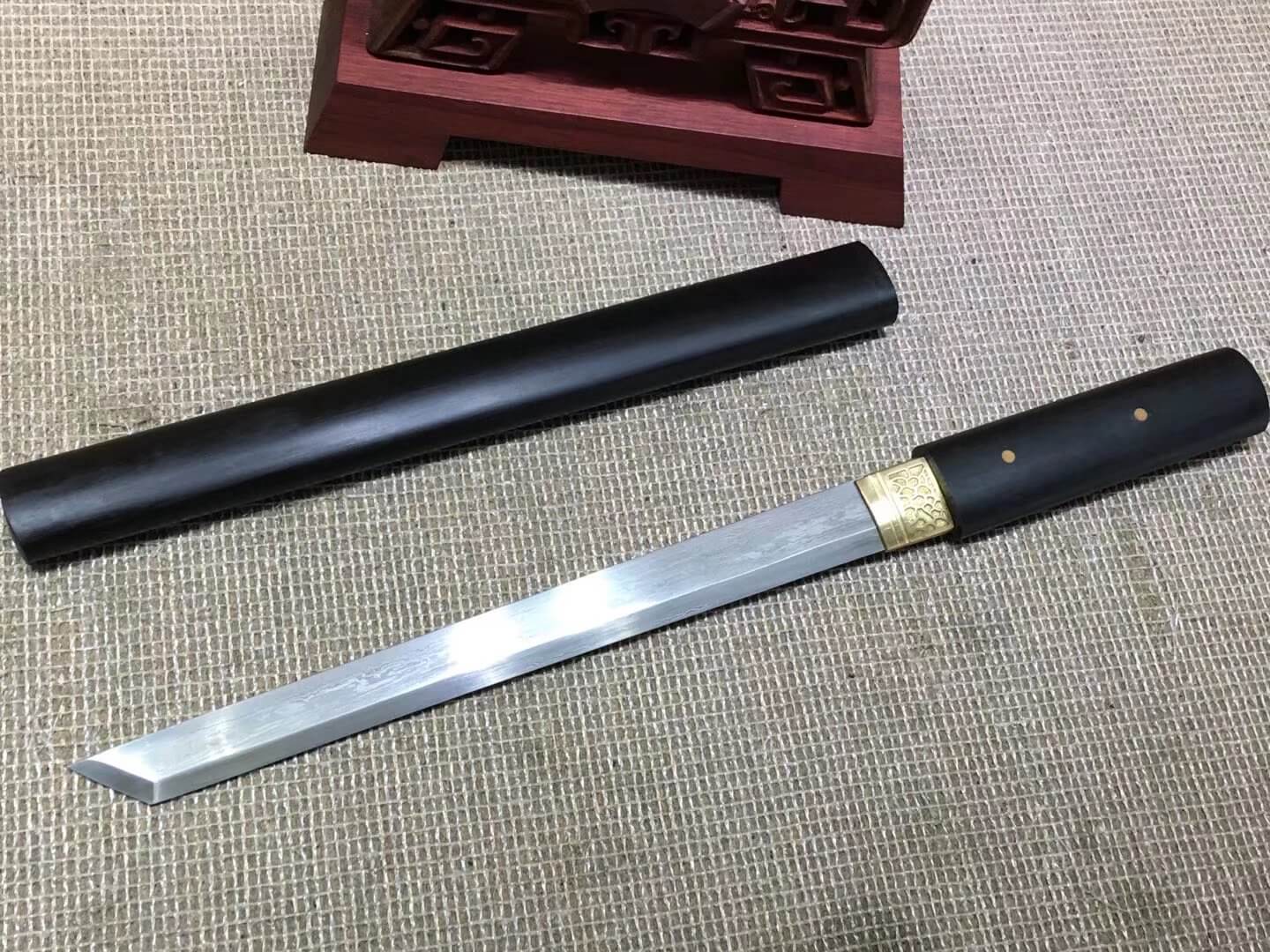 Dagger,Forged Damascus steel bade,Ebony scabbard,Length 20"