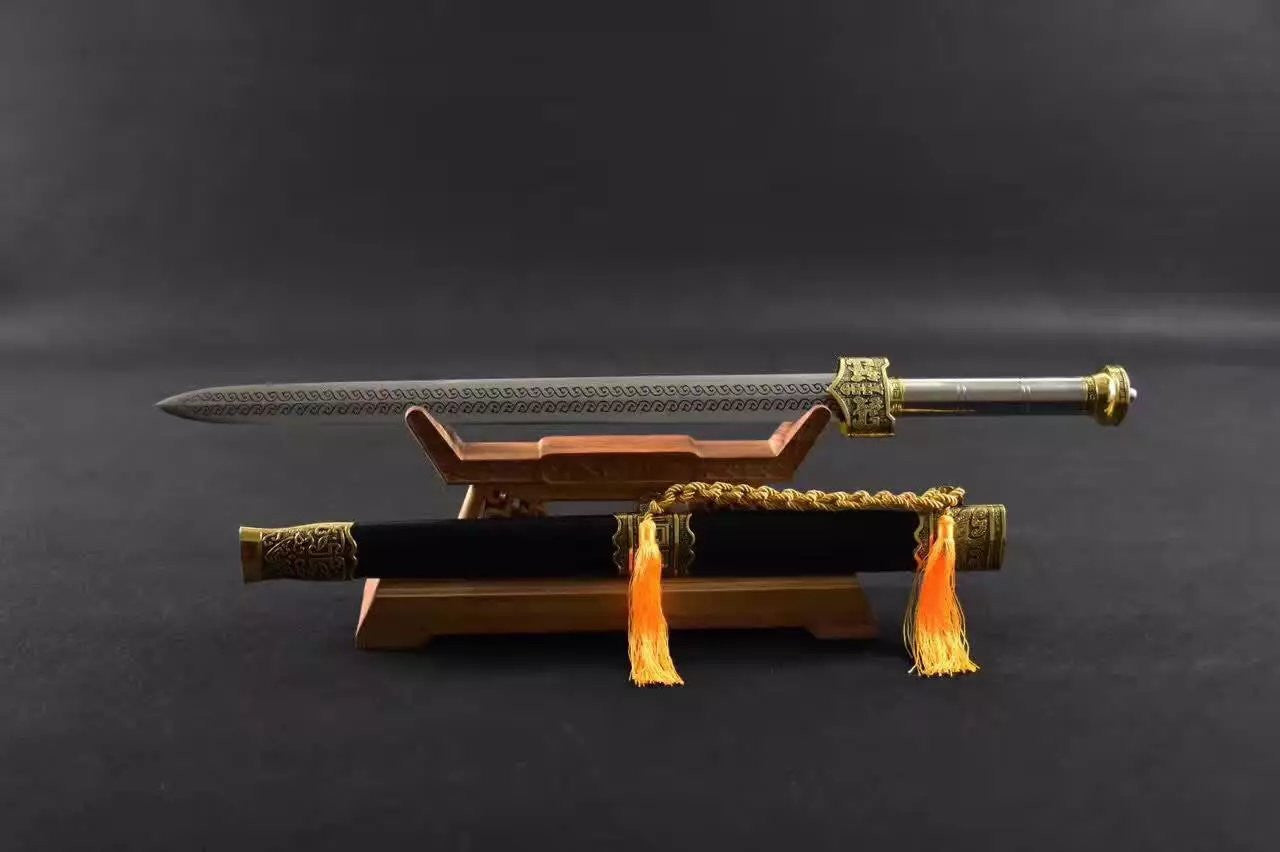 Yue wang sword,High manganese steel blade,Black wood scabbard,Alloy fitting,Length 33 inch