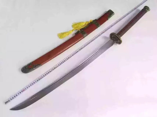 Dragon Dao,Sword,Damascus steel blade,Redwood,Alloy,Length 46"