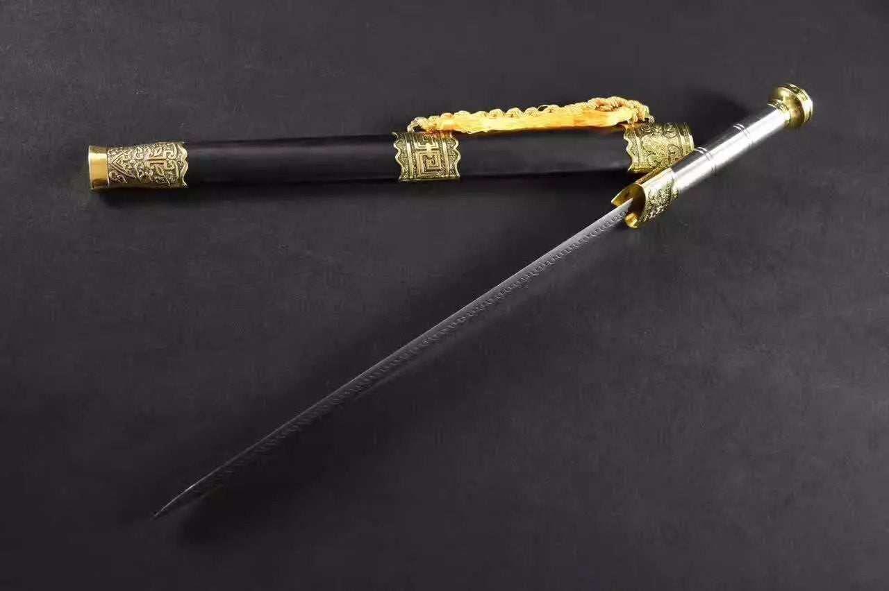 Yue wang sword,High manganese steel blade,Black wood scabbard,Alloy fitting,Length 33 inch