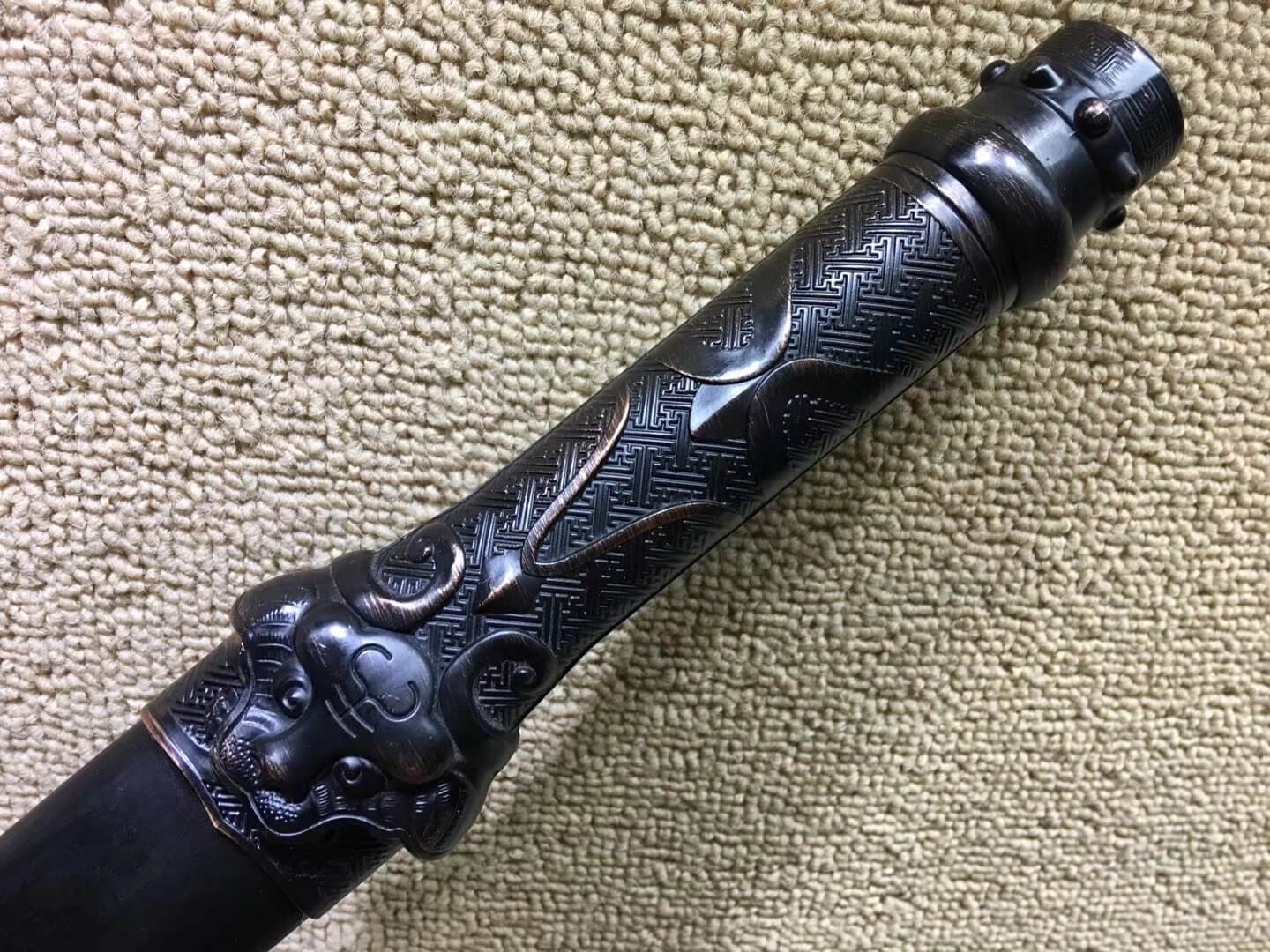 lion sword,High carbon steel blue blade,Black scabbard,Alloy fitting