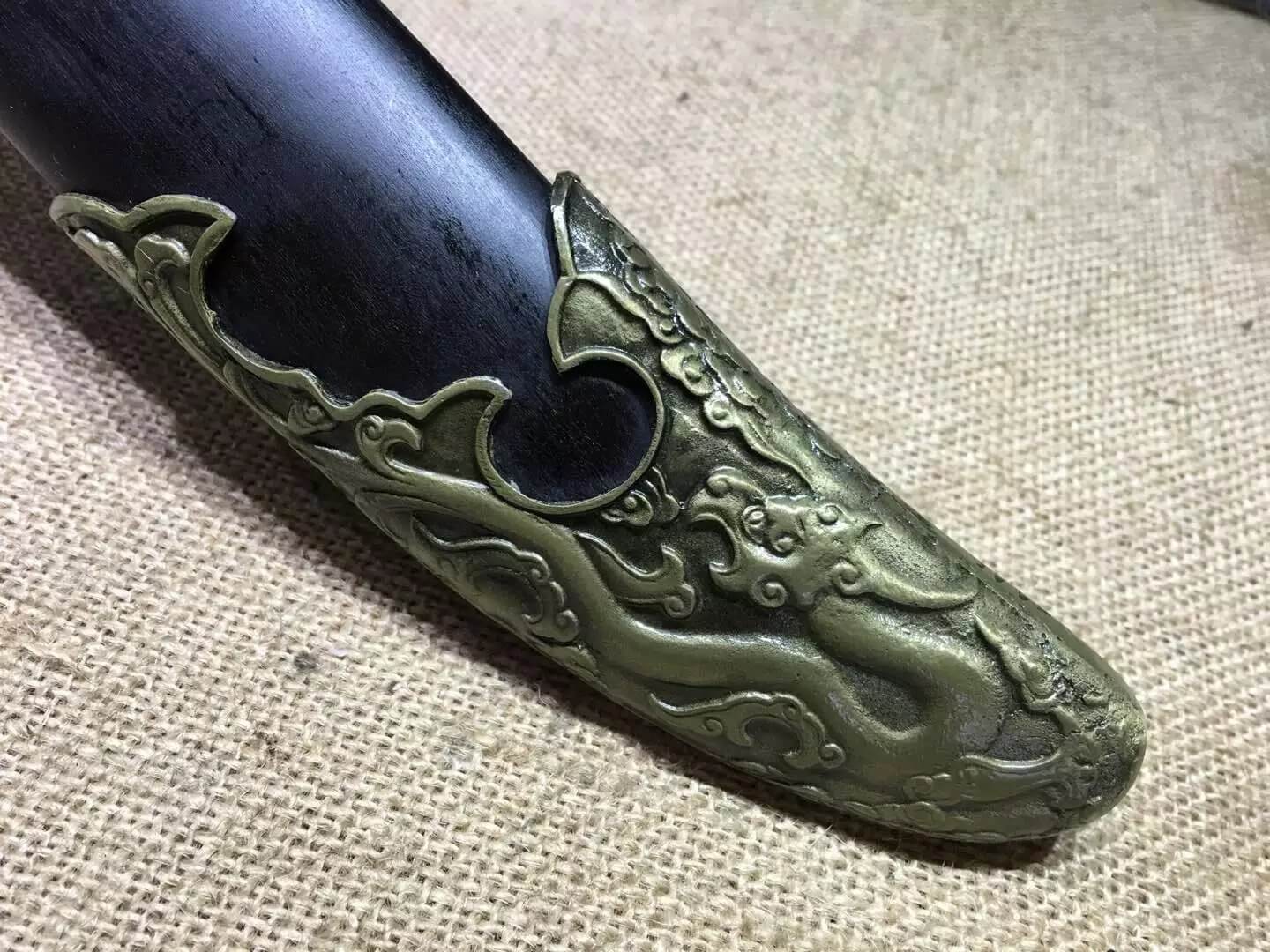 Broadsword,Damascus steel blade,Black scabbard,Alloy fitting&Handmade art