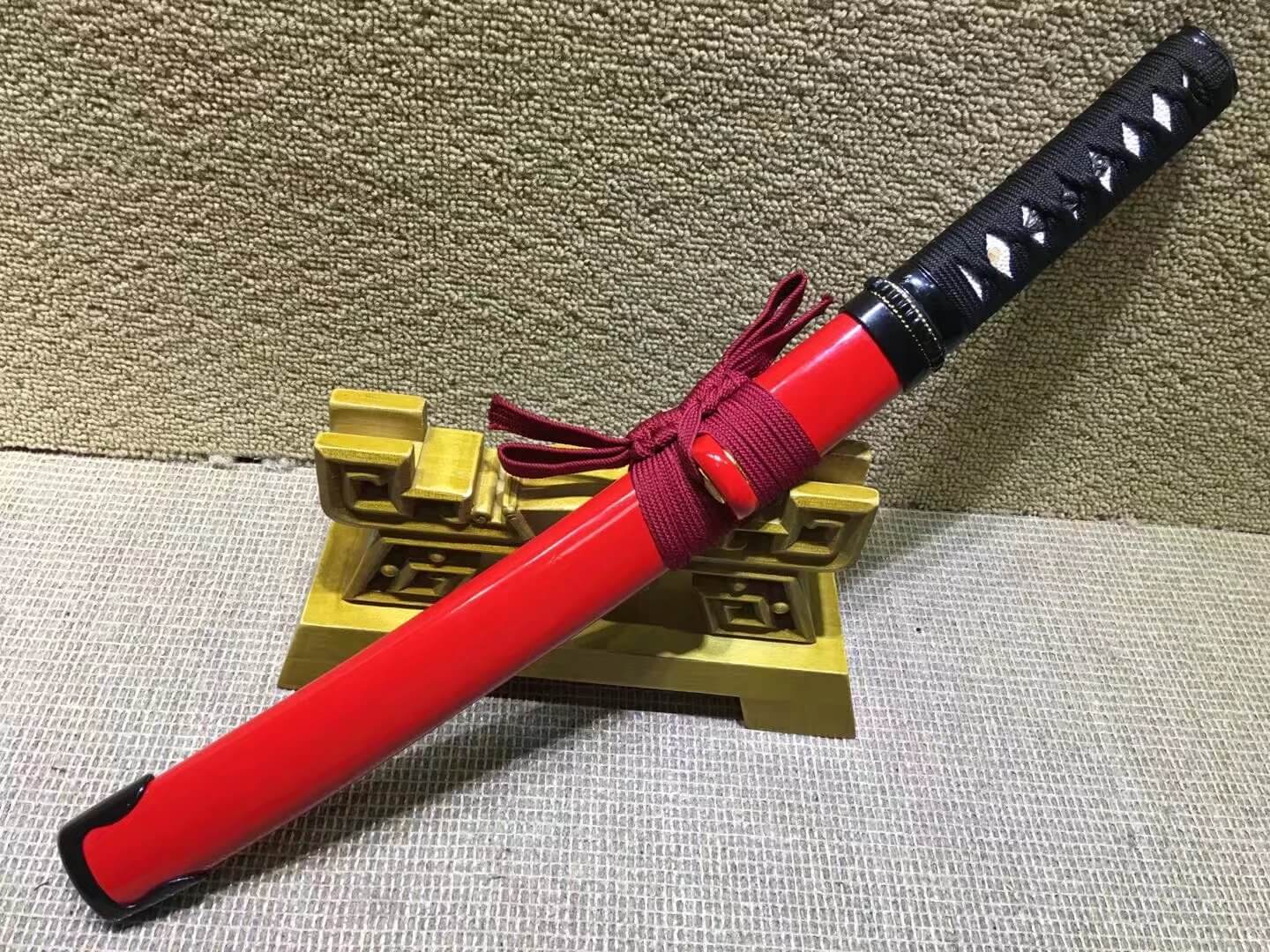 Wakizashi(High manganese steel,Red scabbard,Alloy fitted)Length 21"