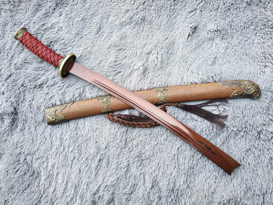 Broadsword,Damascus steel red blade,Rosewood,Alloy