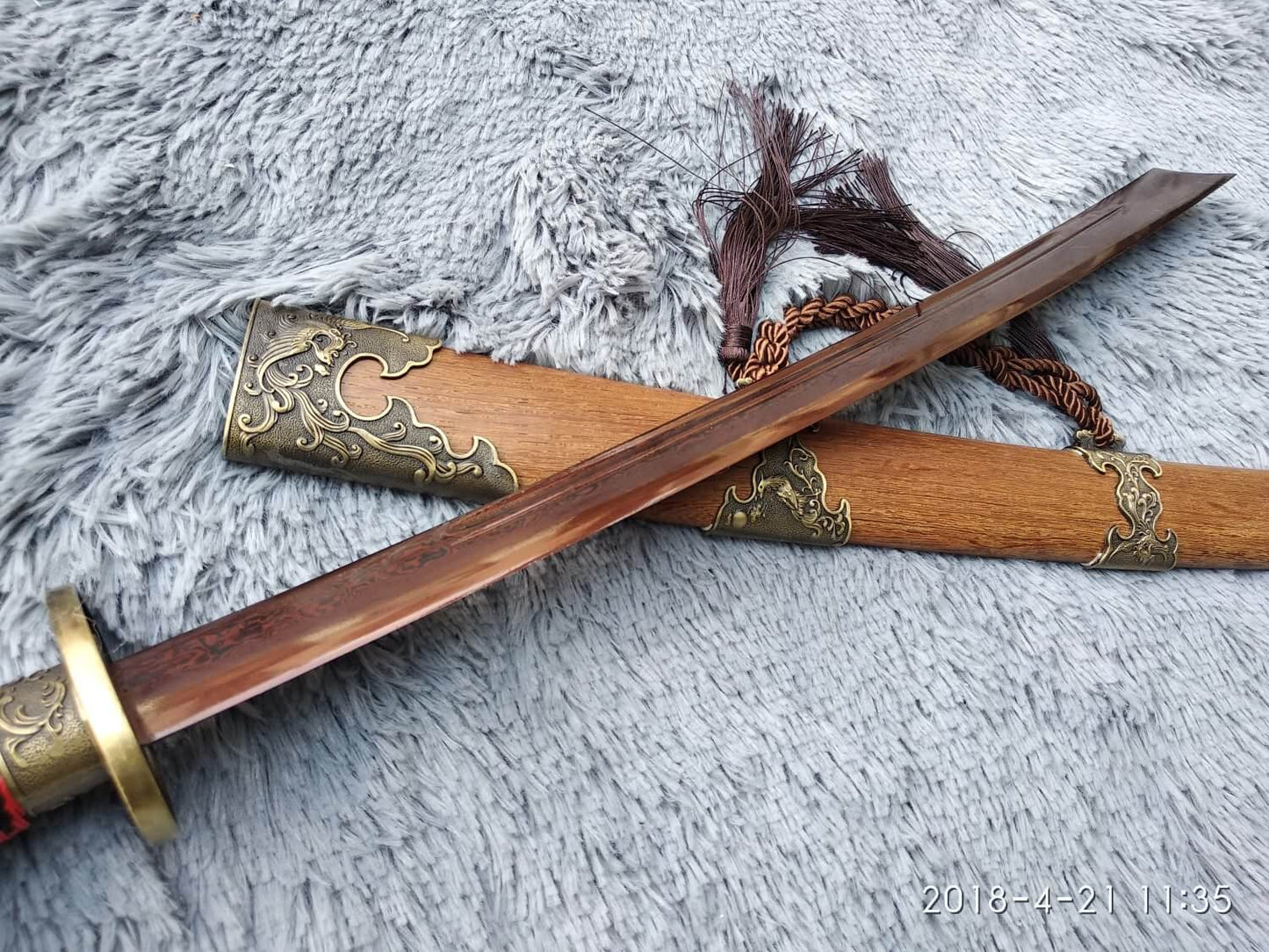 Broadsword,Damascus steel red blade,Rosewood,Alloy