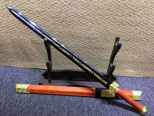 Qin sword,High carbon steel blue blade,Redwood scabbard,Alloy fittings