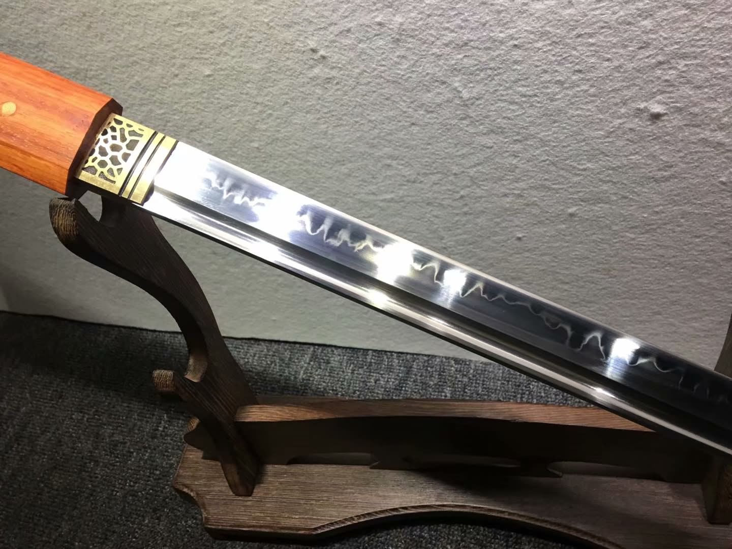 Katana,High carbon steel burn blade,Redwood,Full tang