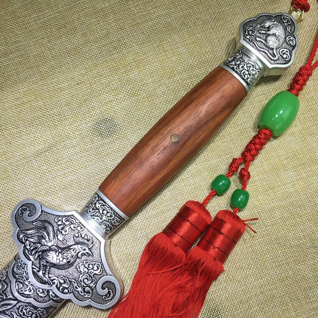 Chinese zodiac sword,High carbon steel blade,Redwood scabbard,Alloy fittings