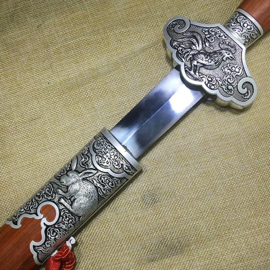 Chinese zodiac sword,High carbon steel blade,Redwood scabbard,Alloy fittings