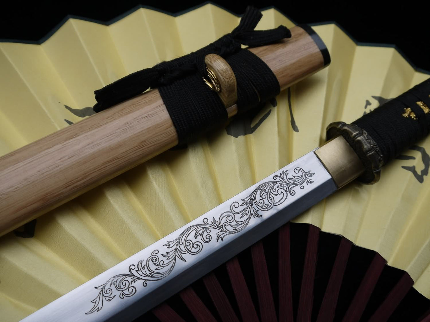 Katana,Ninja Sword,High manganese steel,Hardwood scabbard,Alloy fitting