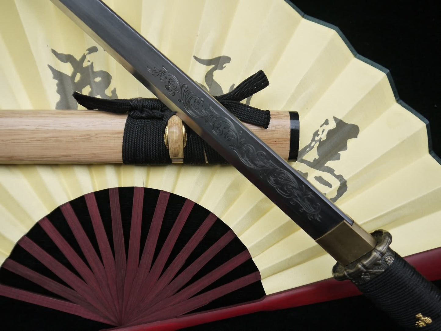 Katana,Ninja Sword,High manganese steel,Hardwood scabbard,Alloy fitting