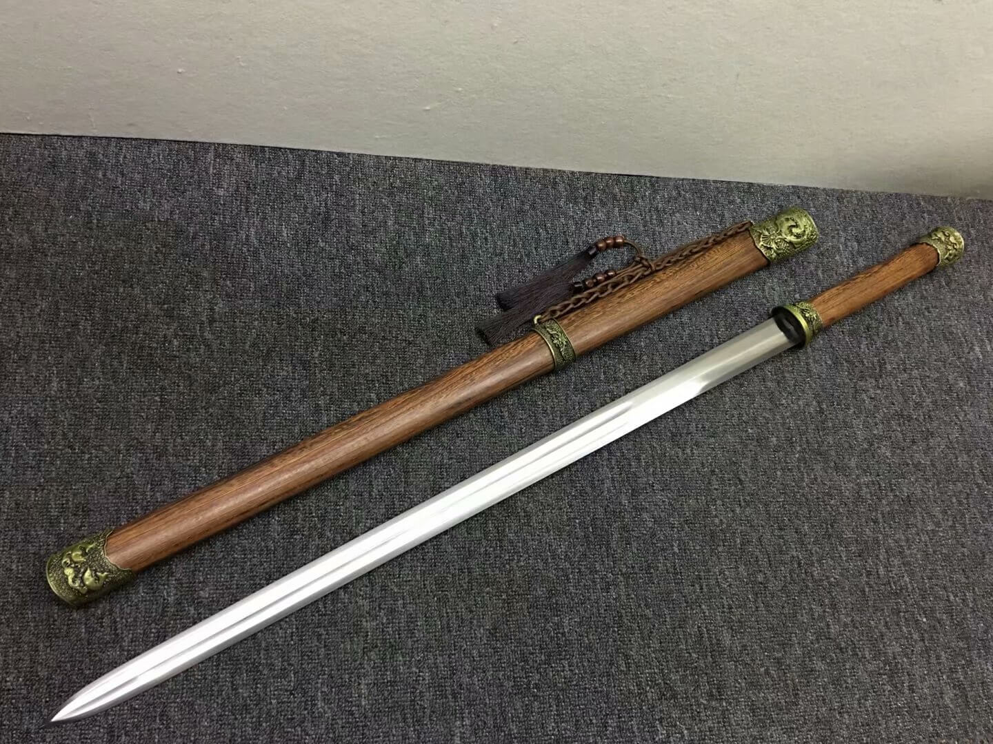 Longquan sword,High carbon steel etch blade,Rosewood,Alloy fittings