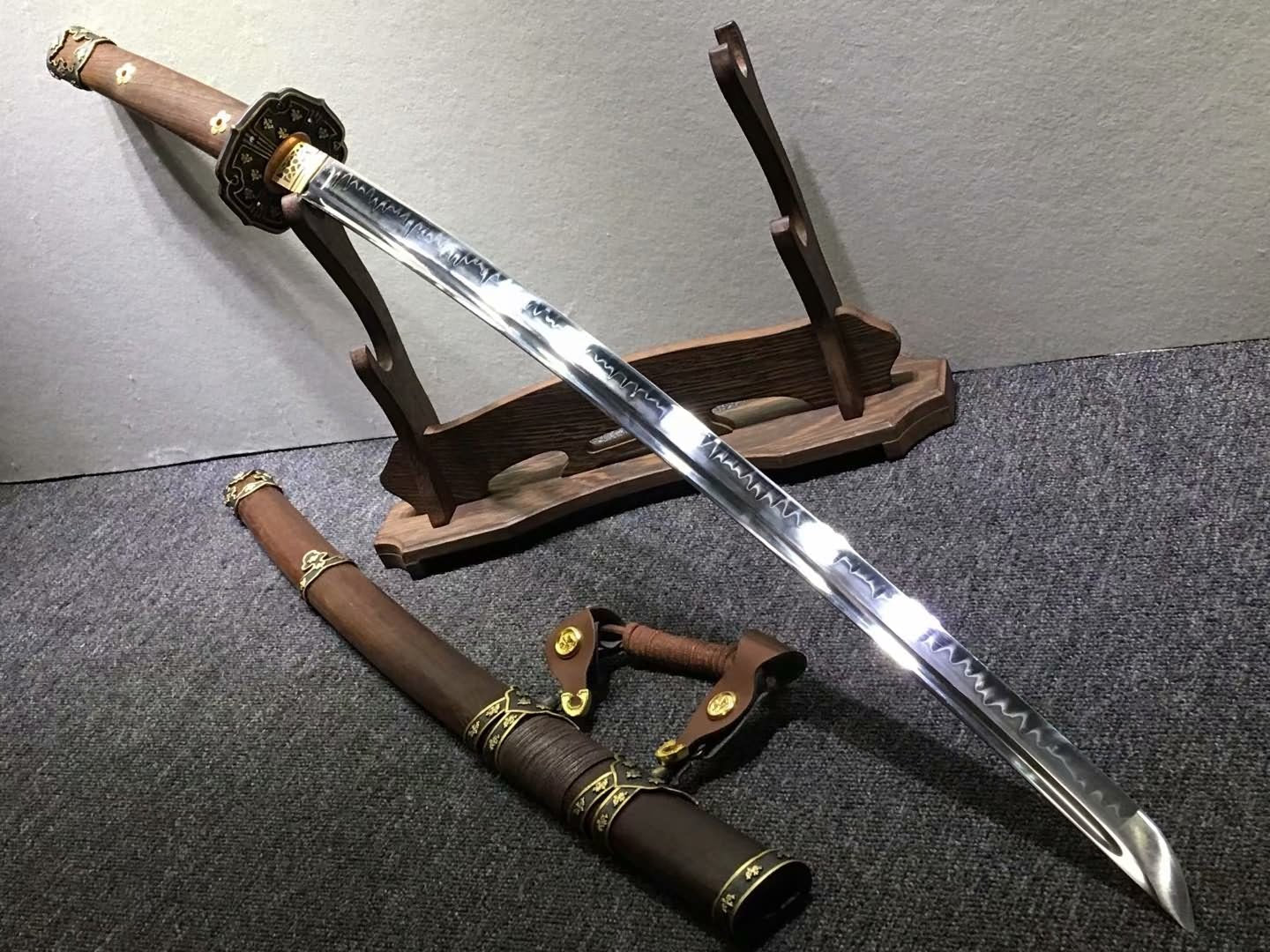 Nihontou Tachi,katana,High carbon steel burn blade,Rosewood,Brass tosogu