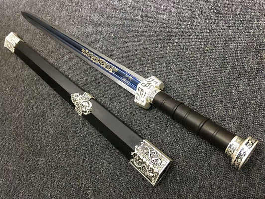 Qin jian sword,High carbon steel blade,Black wood,Alloy fittings