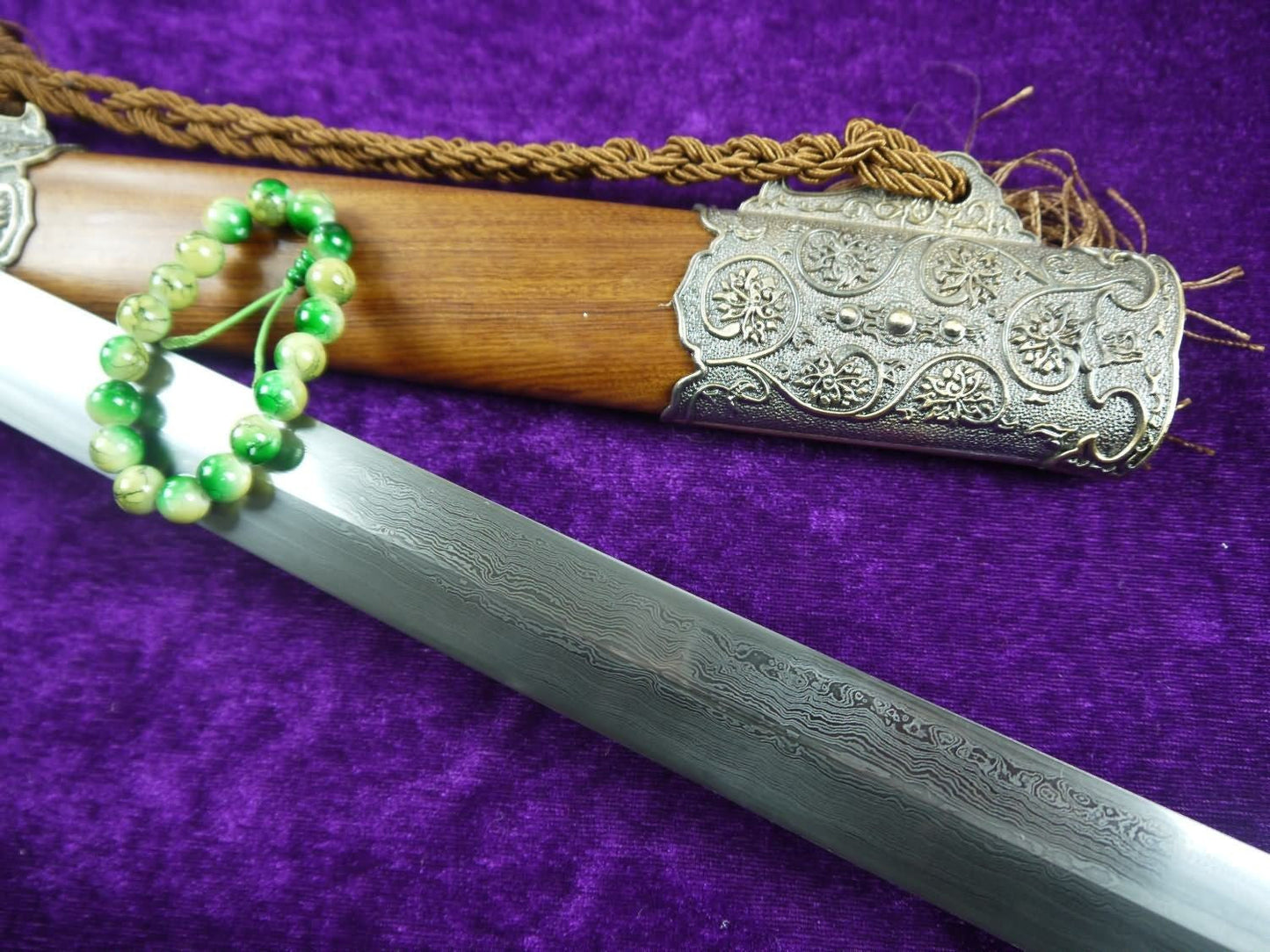 Tang war sword/Damascus steel blade/Alloy/MAHOGANY scabbard/Length 40"