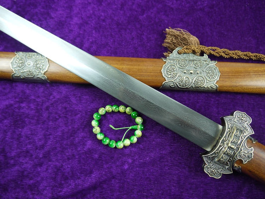 Tang war sword/Damascus steel blade/Alloy/MAHOGANY scabbard/Length 40"