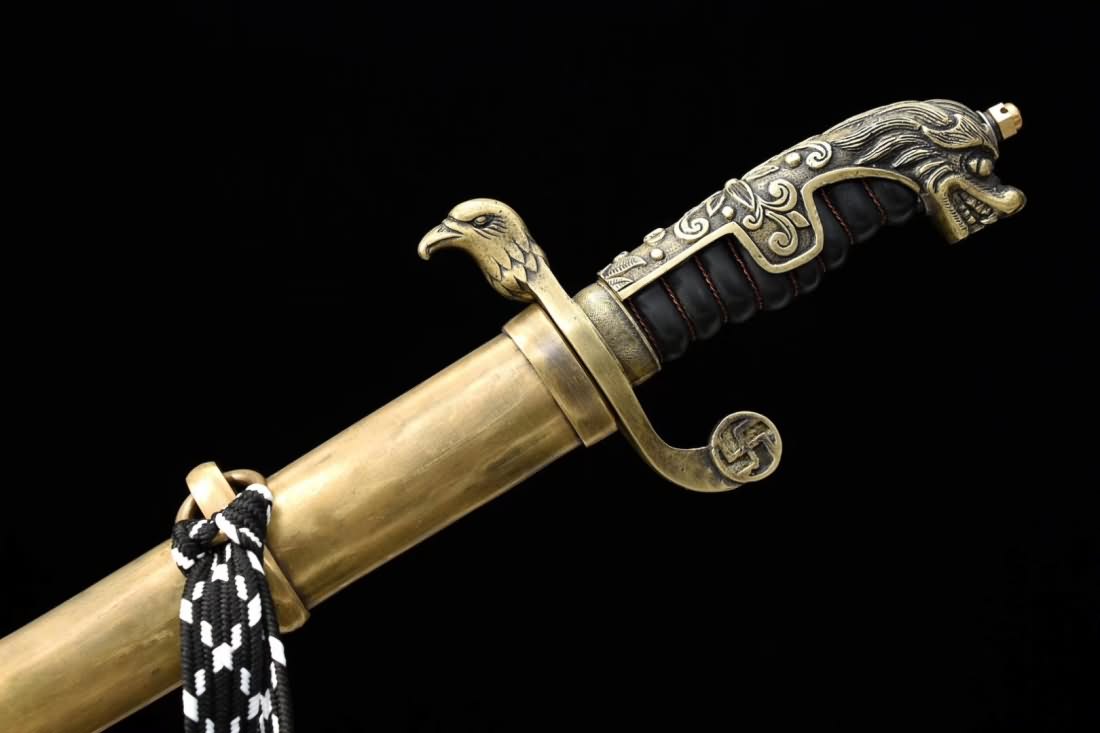 Saber,Forged damascus steel,Brass scabbard