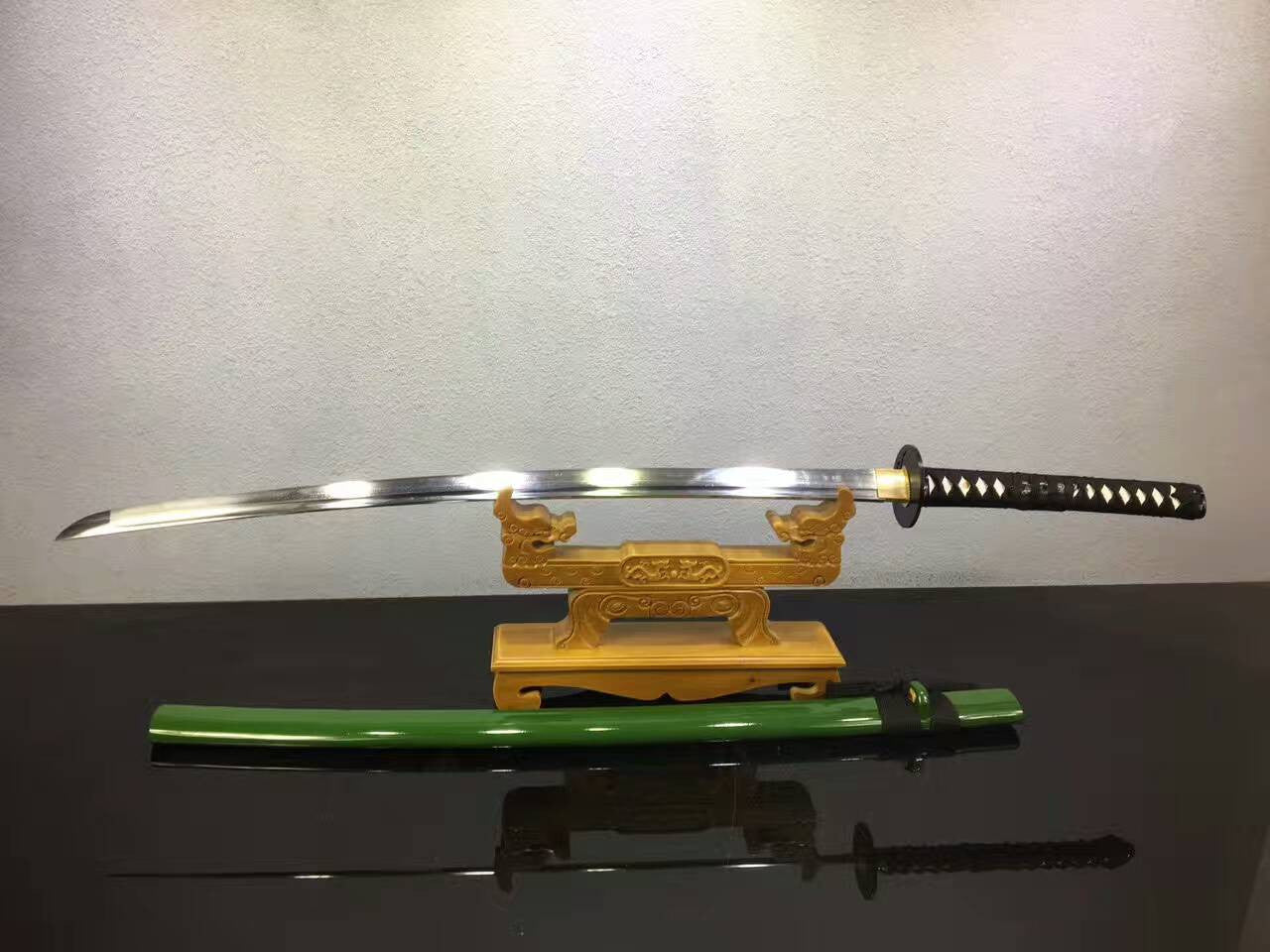 Samurai sword,katana(High manganese steel,Green scabbard,Alloy fitted)Full tang,Length 39"