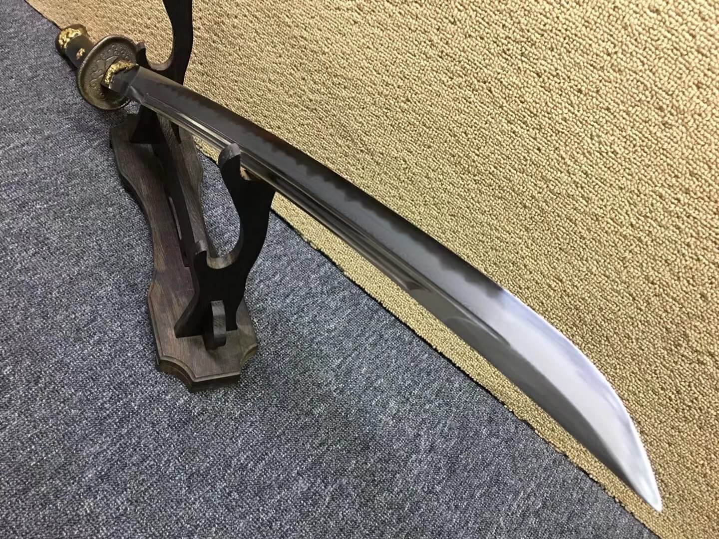 Broadsword,Damascus steel burn blade,Ebony scabbard,Brass fittings