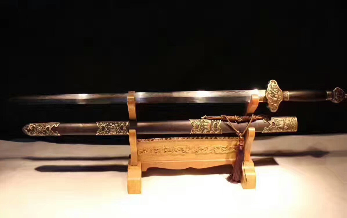 Zodiac sword(Damascus steel blade,Ebony Scabbard,Brass fitted)Length 39"