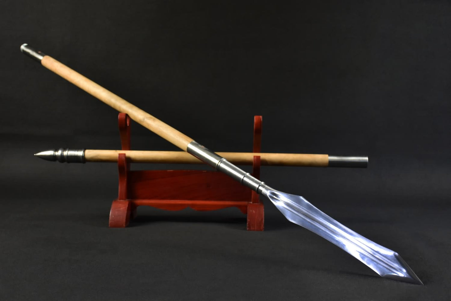 China spear,Handmade High carbon steel Spearhead,Hardwood rod