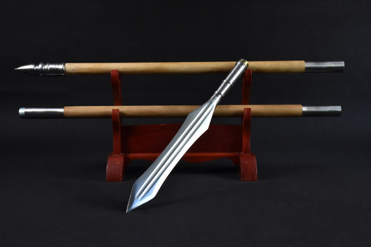 China spear,Handmade High carbon steel Spearhead,Hardwood rod