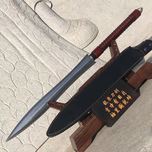 Tongtian spear(Folded steel Spearhead,stainless steel rod)Length 76"