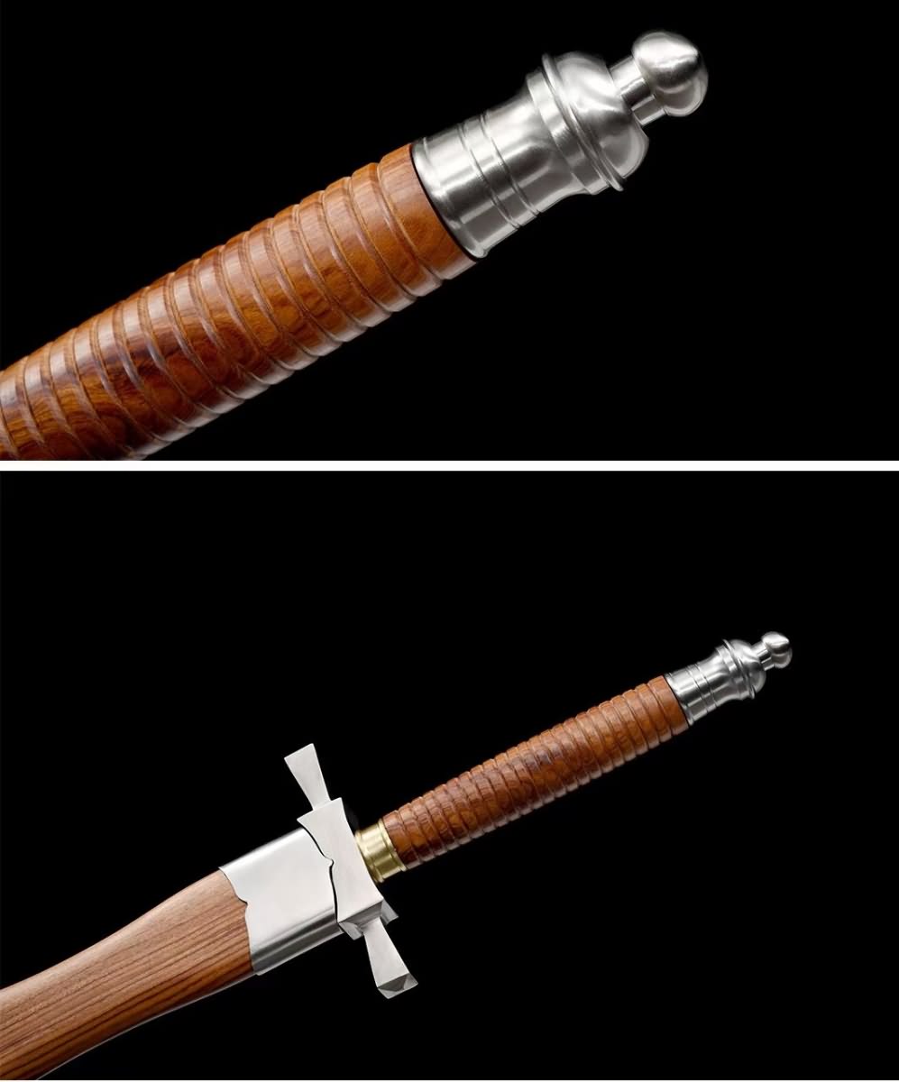 Knightly Sword,Forged damascus blade,Rosewood scabbard