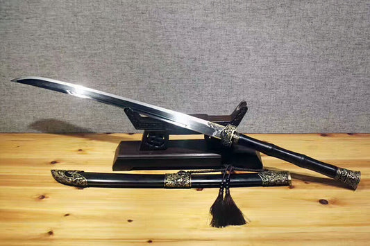 Cut horse broadsword(Folded steel blade,Ebony Scabbard,Brass fitting)Full tang