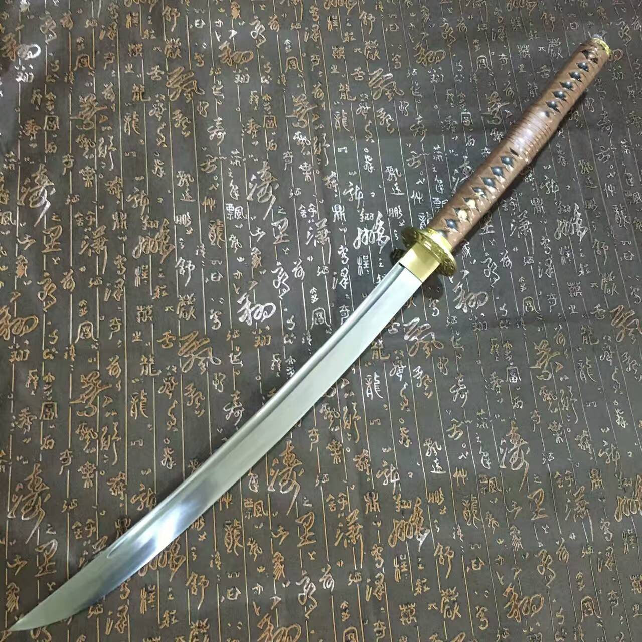 Saber(High manganese steel blade,Leather scabbard,Brass)Full tang