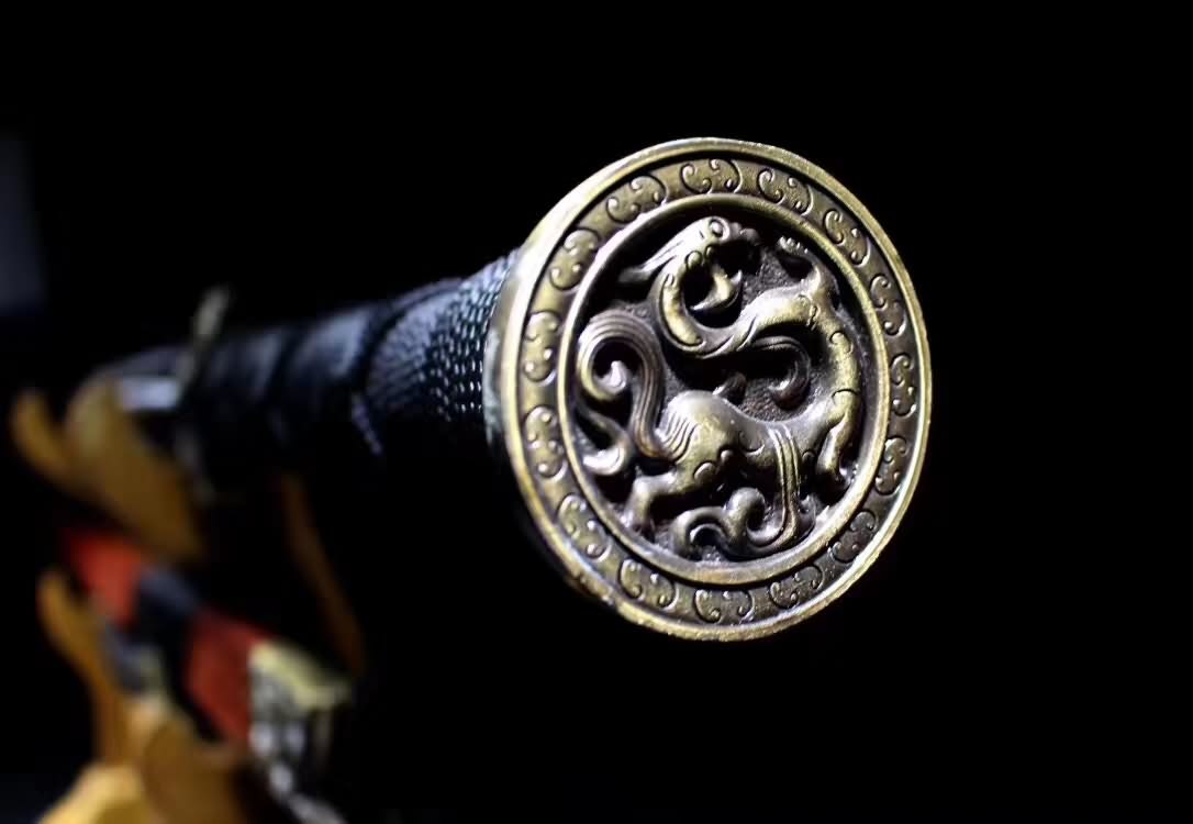 Double Dragon han sword,High carbon steel blade,Kirsite fittings&Handmade art