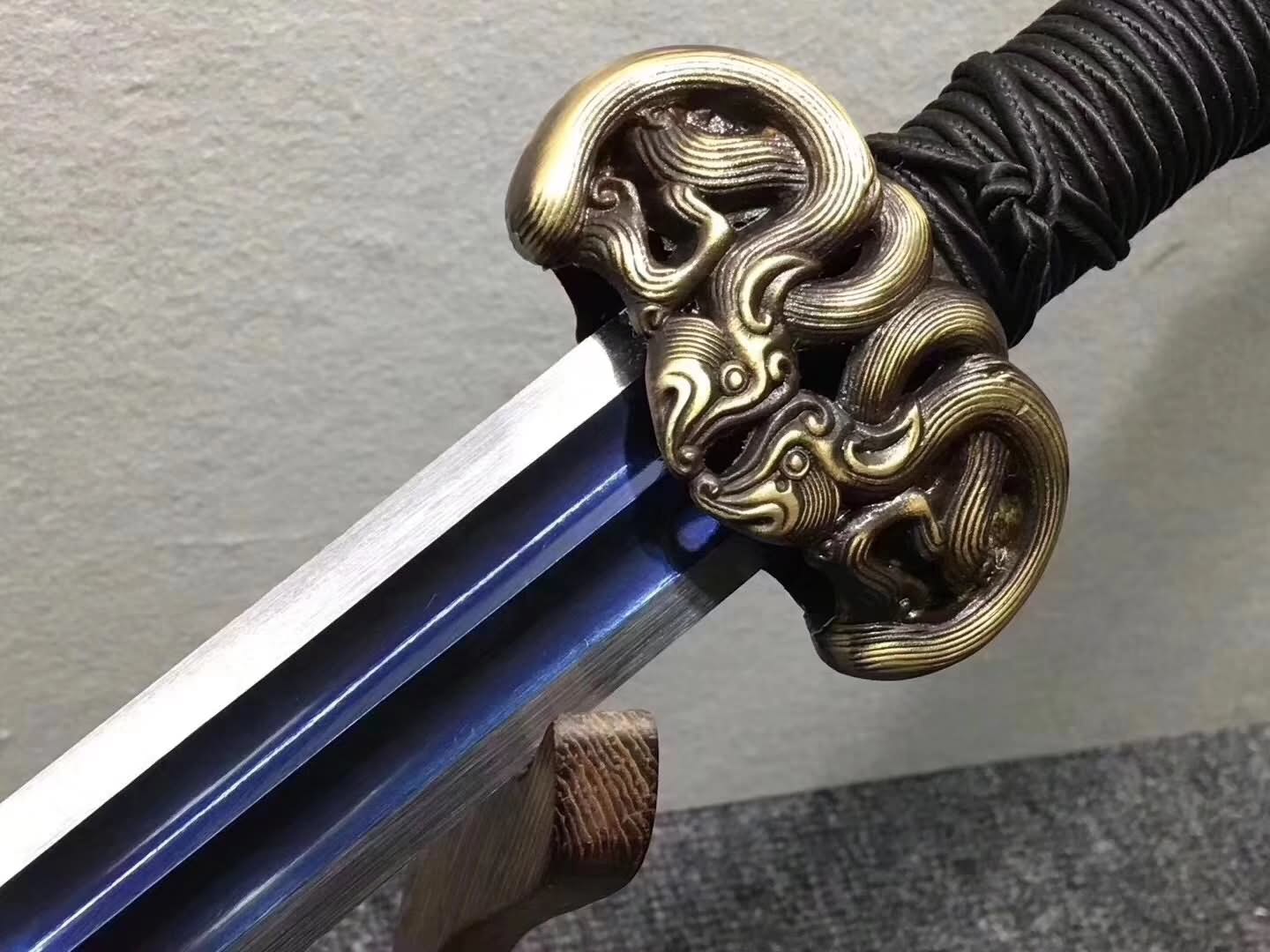 Han jian sword,High carbon steel blue blade,Brass fittings