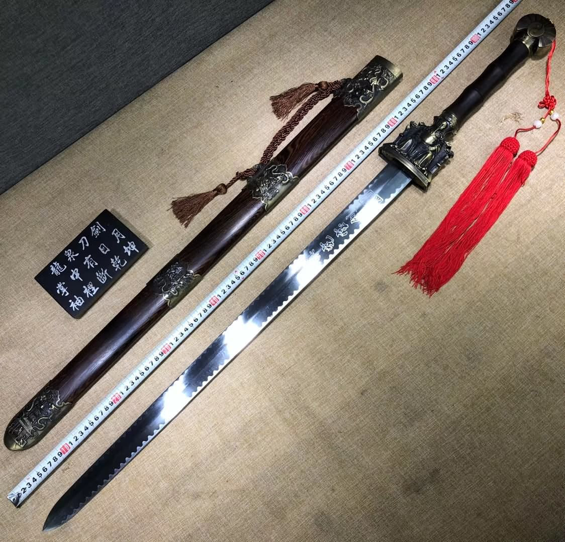 Longquan sword,Medium carbon steel,Rosewood,Alloy