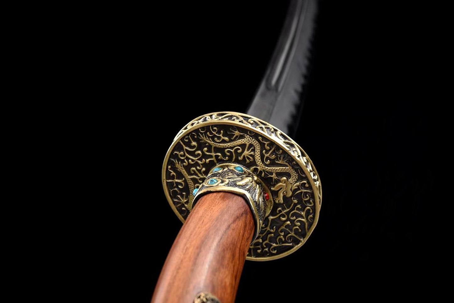 Dragon Qing Dao,Forged damascus steel turn blade,Brass fittings