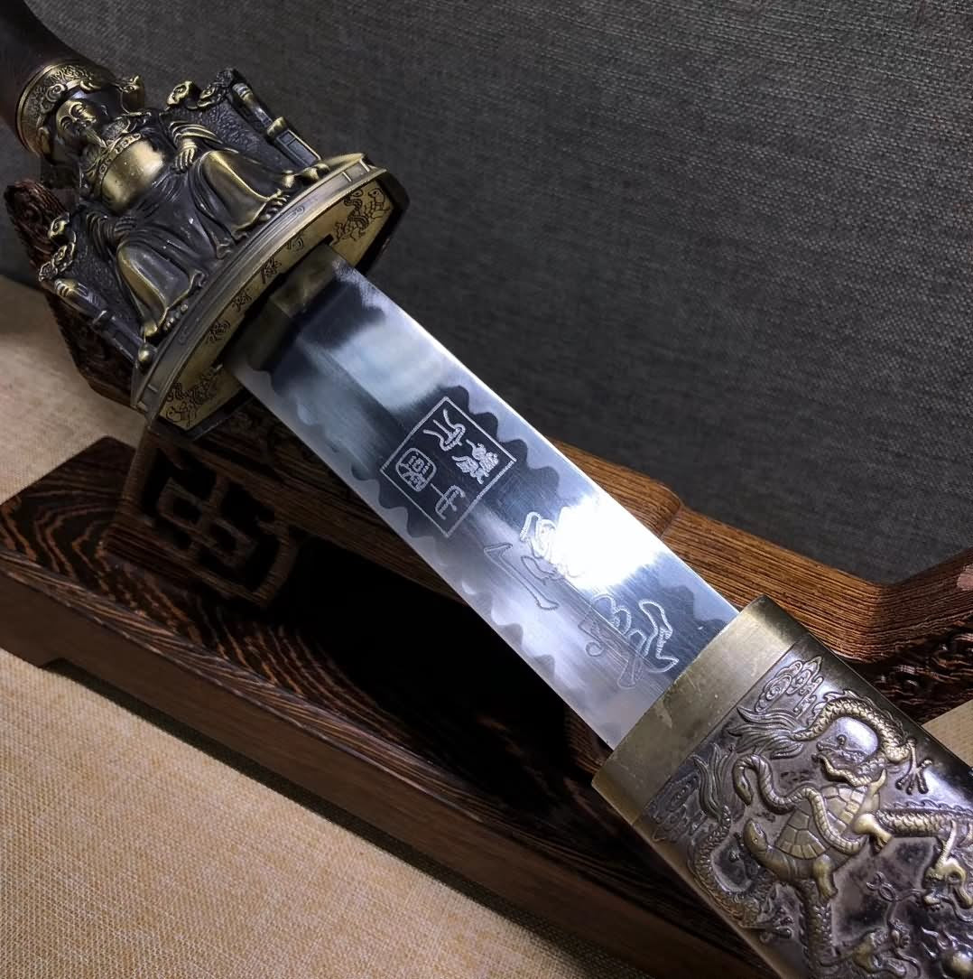 Longquan sword,Medium carbon steel,Rosewood,Alloy