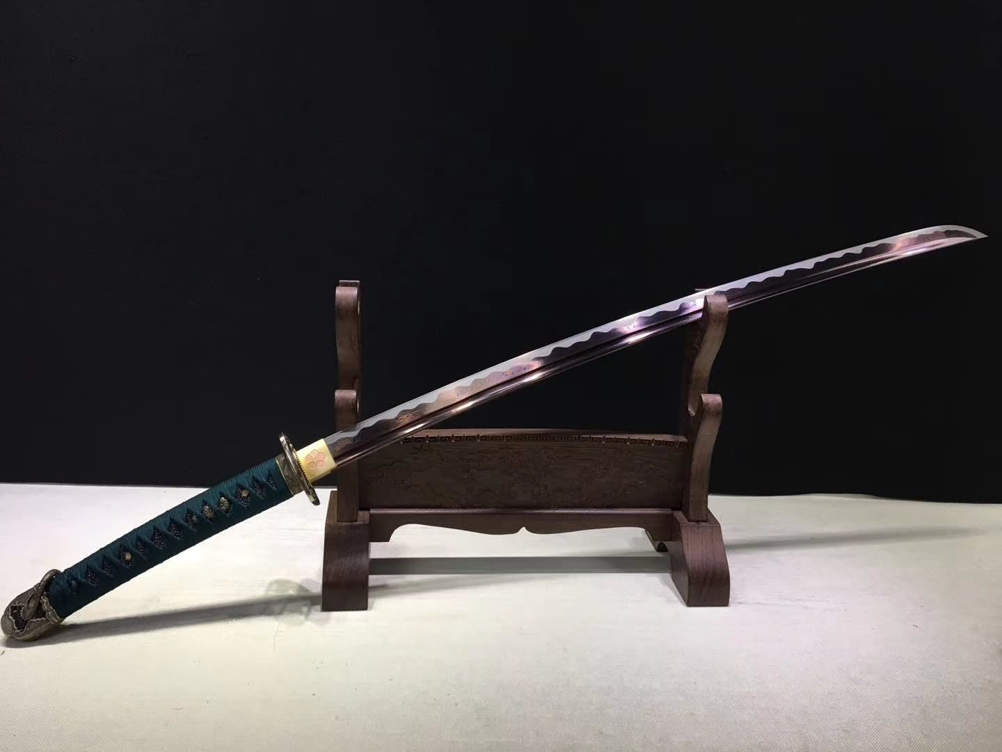 Tachi,Samurai sword,Damascus steel blade,Rosewood scabbard