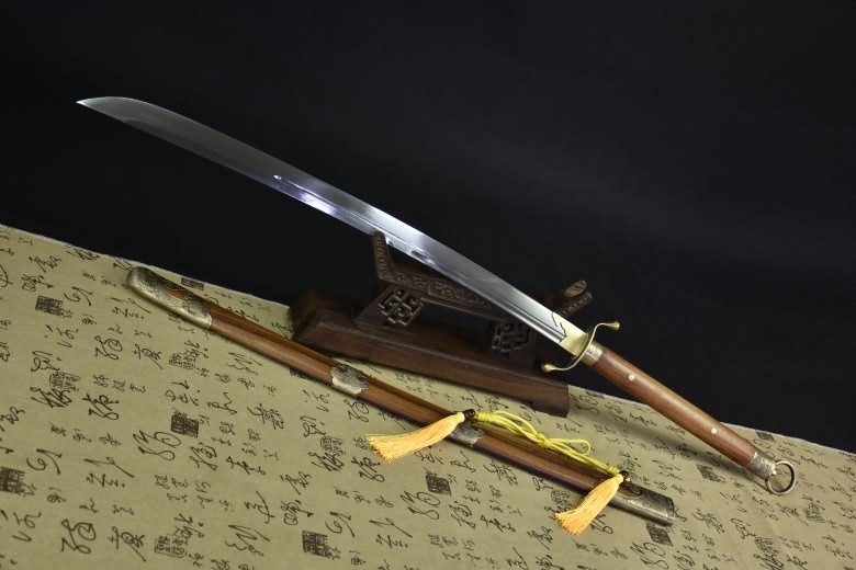 Tai chi sword,Miao dao,Forged Damascus steel blade,Rosewoo scabbard