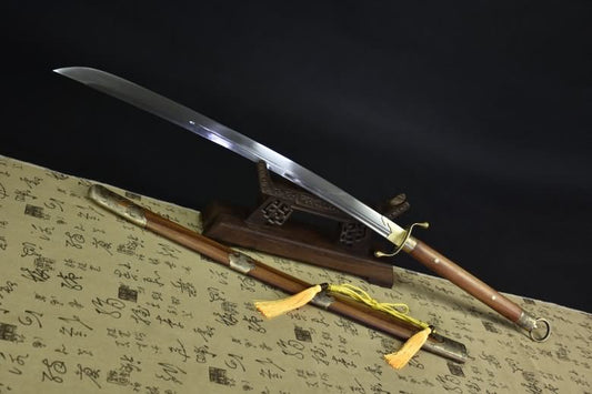 Tai chi sword,Miao dao,Forged Damascus steel blade,Rosewoo scabbard