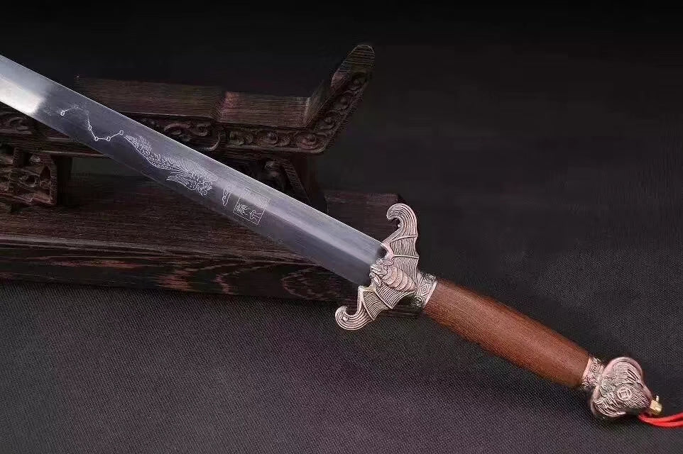 Bat two swords,Stainless steel blade,Rosewood scabbard,Alloy&training sword