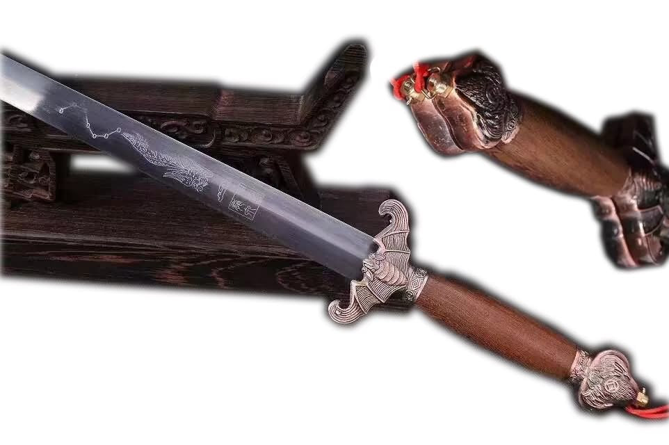 Bat two swords,Stainless steel blade,Rosewood scabbard,Alloy&training sword