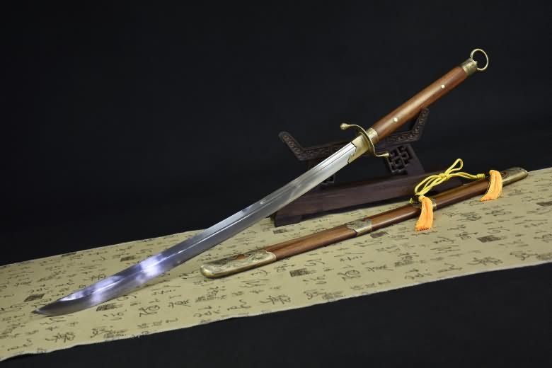 Tai chi sword,Miao dao,Forged Damascus steel blade,Rosewoo scabbard