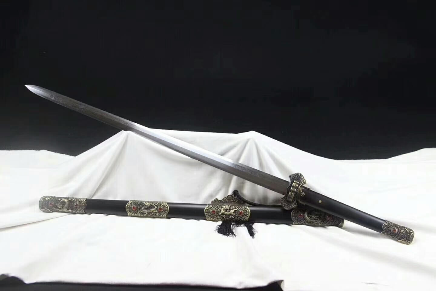 Agate Tang sword,Damascus steel blade,Alloy fittings&handmade art