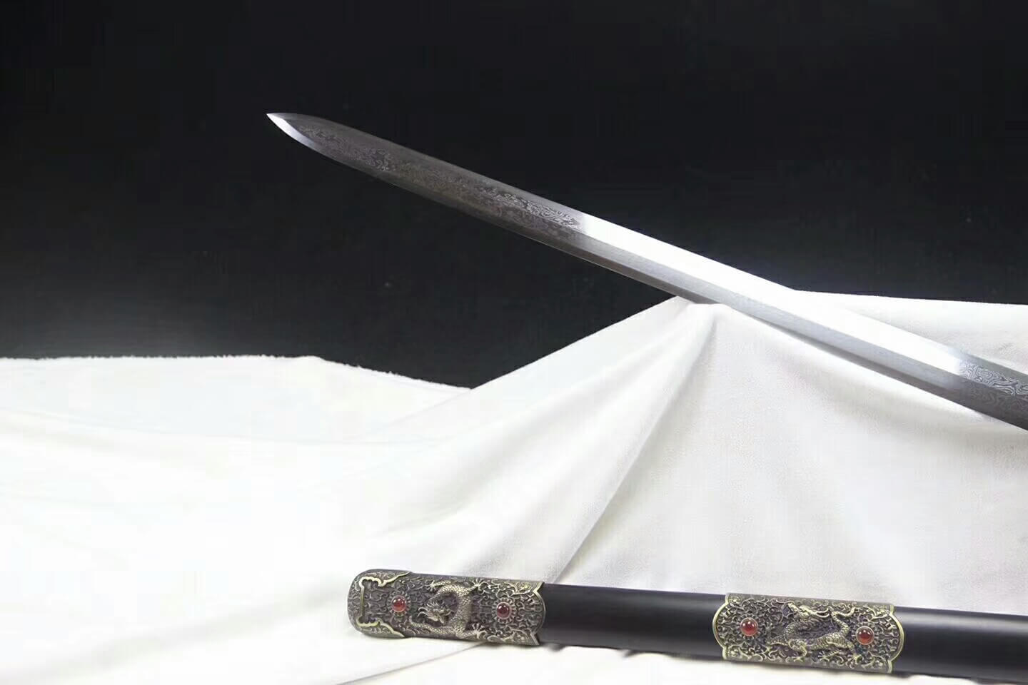 Agate Tang sword,Damascus steel blade,Alloy fittings&handmade art