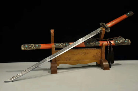 Tang dao sword,High carbon steel blade,Redwood scabbard,Handmade