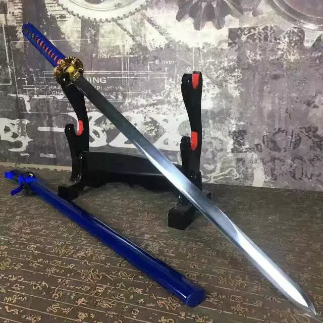 Ninja sword,High carbon steel blade,Blue paint scabbard,Alloy fitting