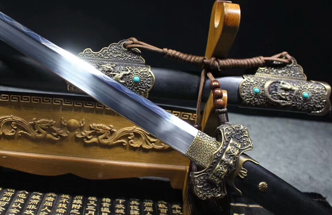 Tang sword(High carbon steel burn blade,Black scabbard,Alloy fitted)Length 41 "