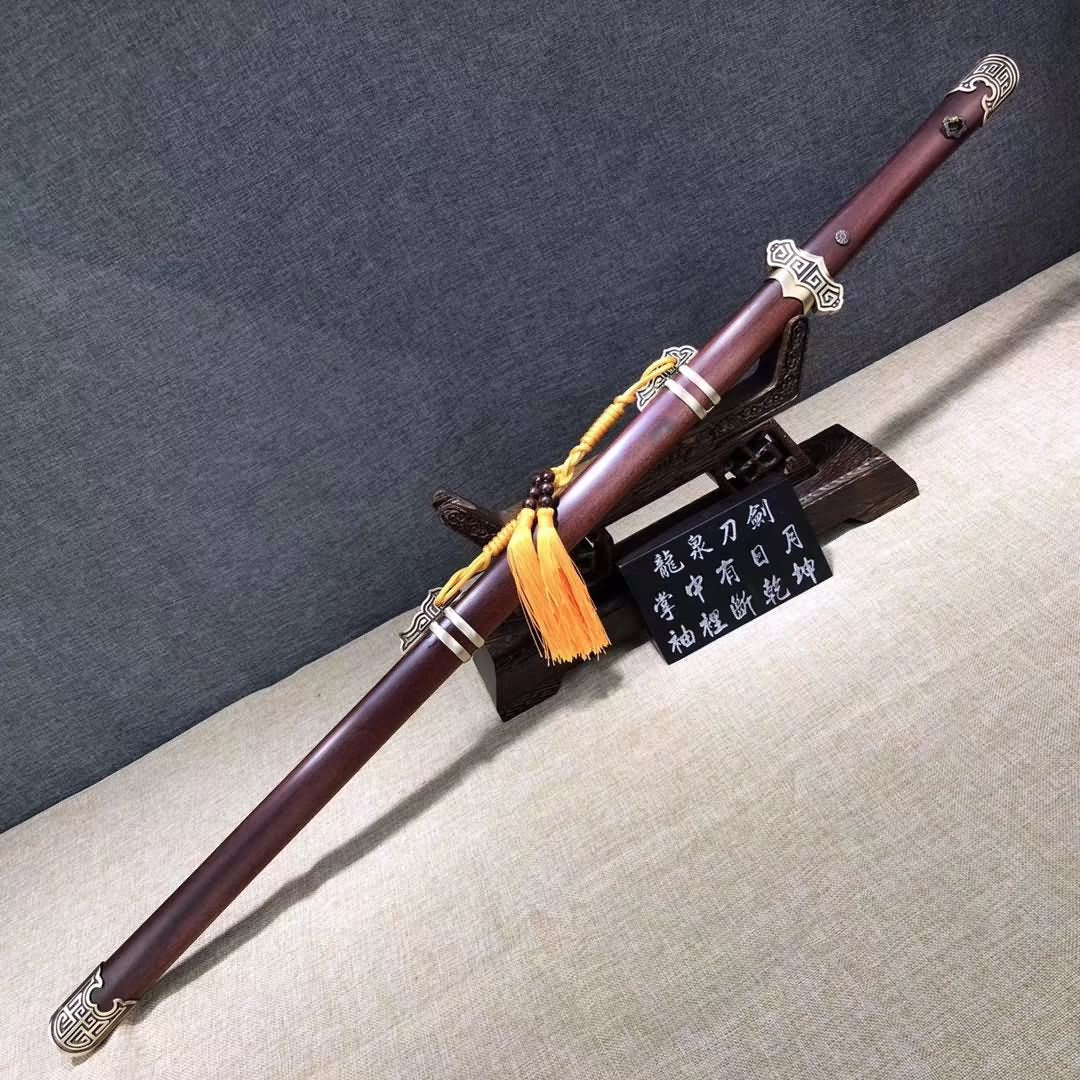 Tang jian sword,Damascus steel blade,Brass fittings,Rosewood scabbard